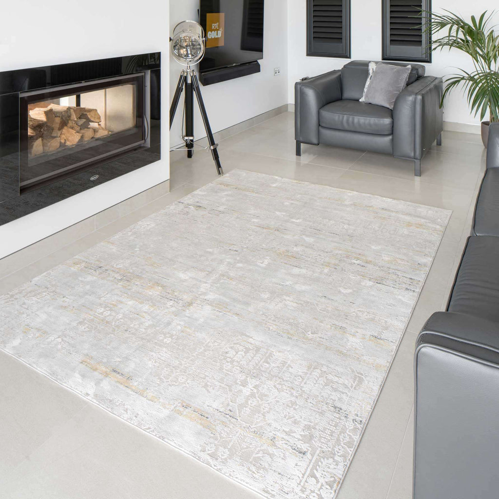 Distressed Mottled Grey Living Room Area Rug - Klos