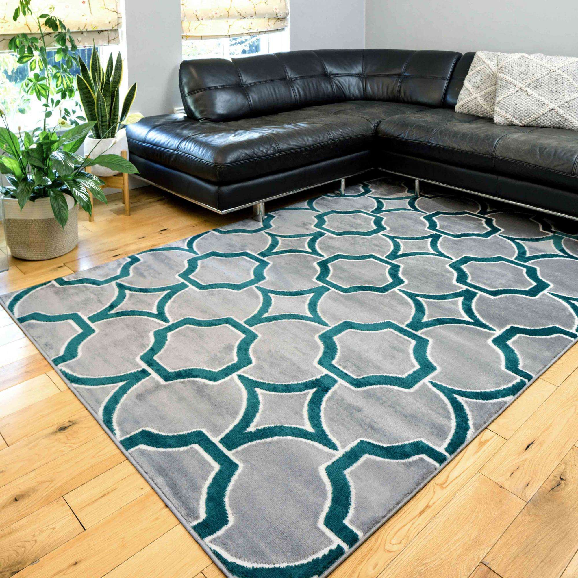 Modern Emerald Green Trellis Living Room Rugs
