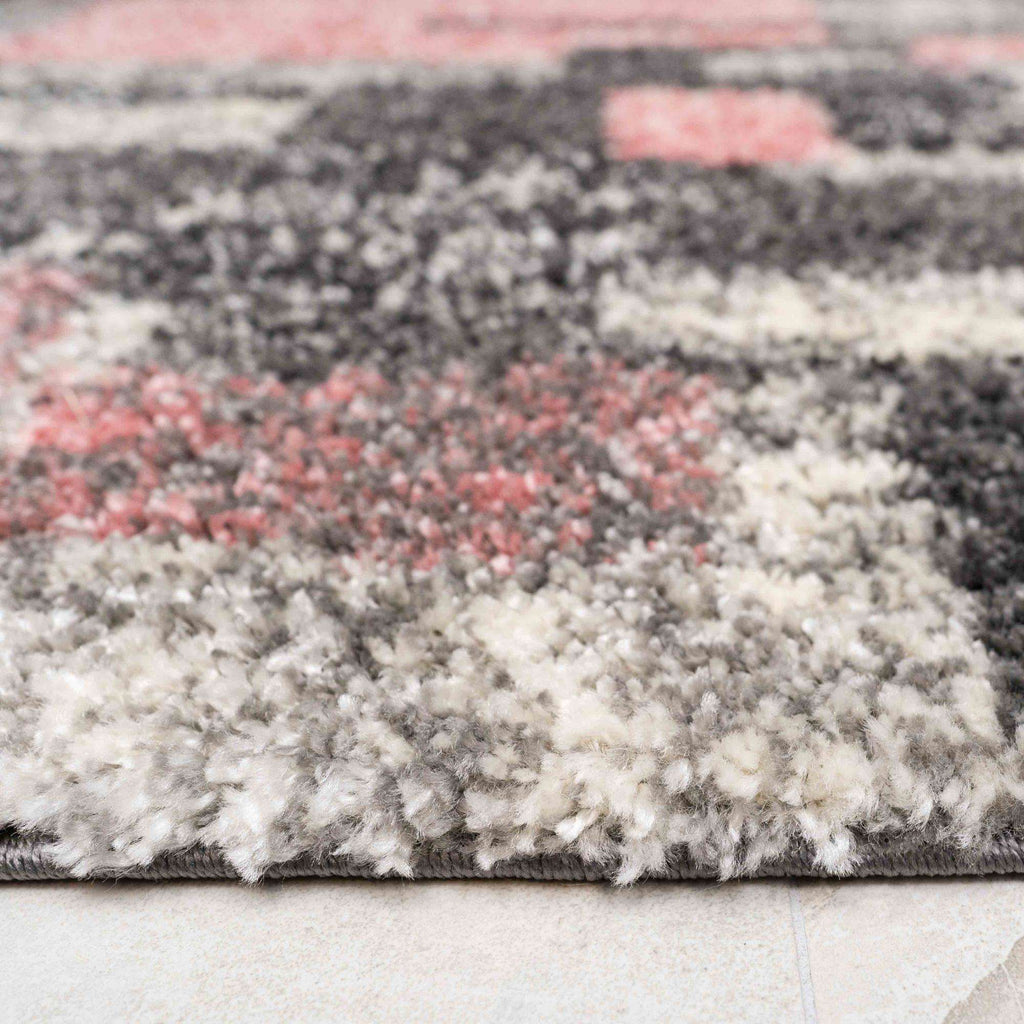 Retro Pink Mottled Shaggy Living Room Rug