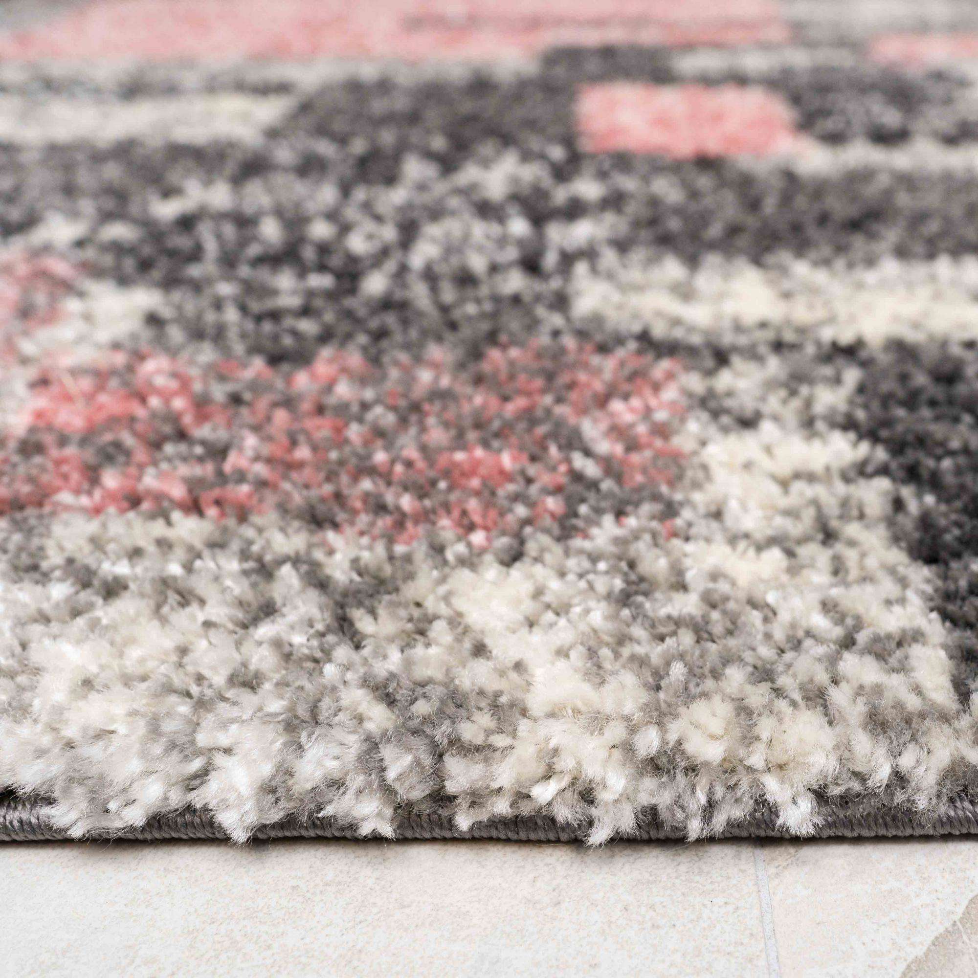 Retro Pink Mottled Shaggy Living Room Rug
