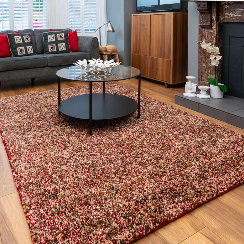 Red Mottled Shaggy Living Room Rug