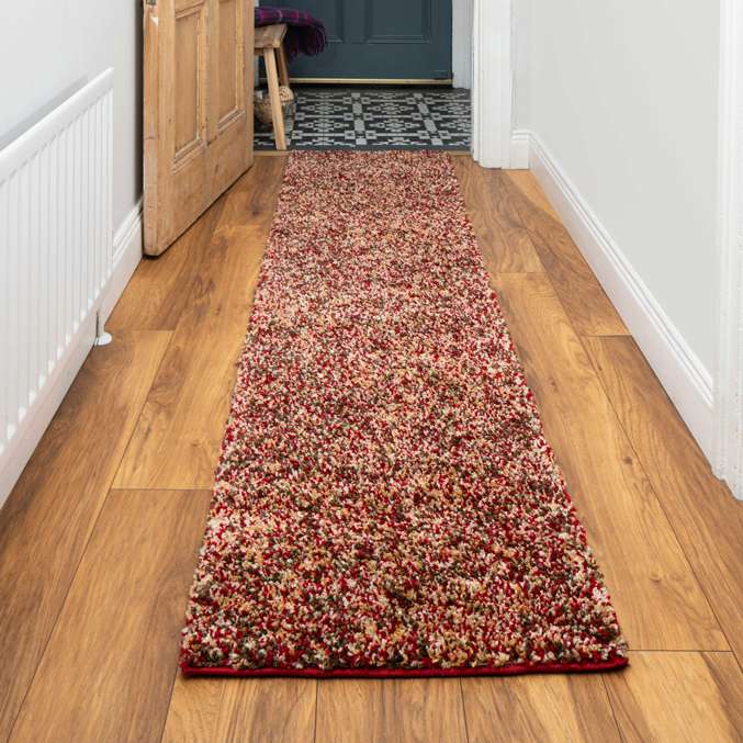 Red Mottled Shaggy Living Room Rug