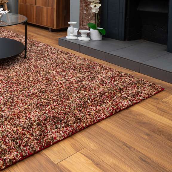 Red Mottled Shaggy Living Room Rug