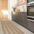 Washable Beige Striped Jute Style Runner - Leni