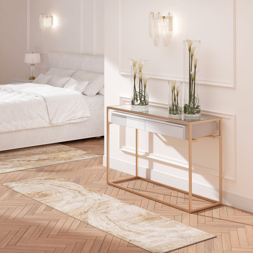 Natural Marble Beige Living Room Rug - Galaxy