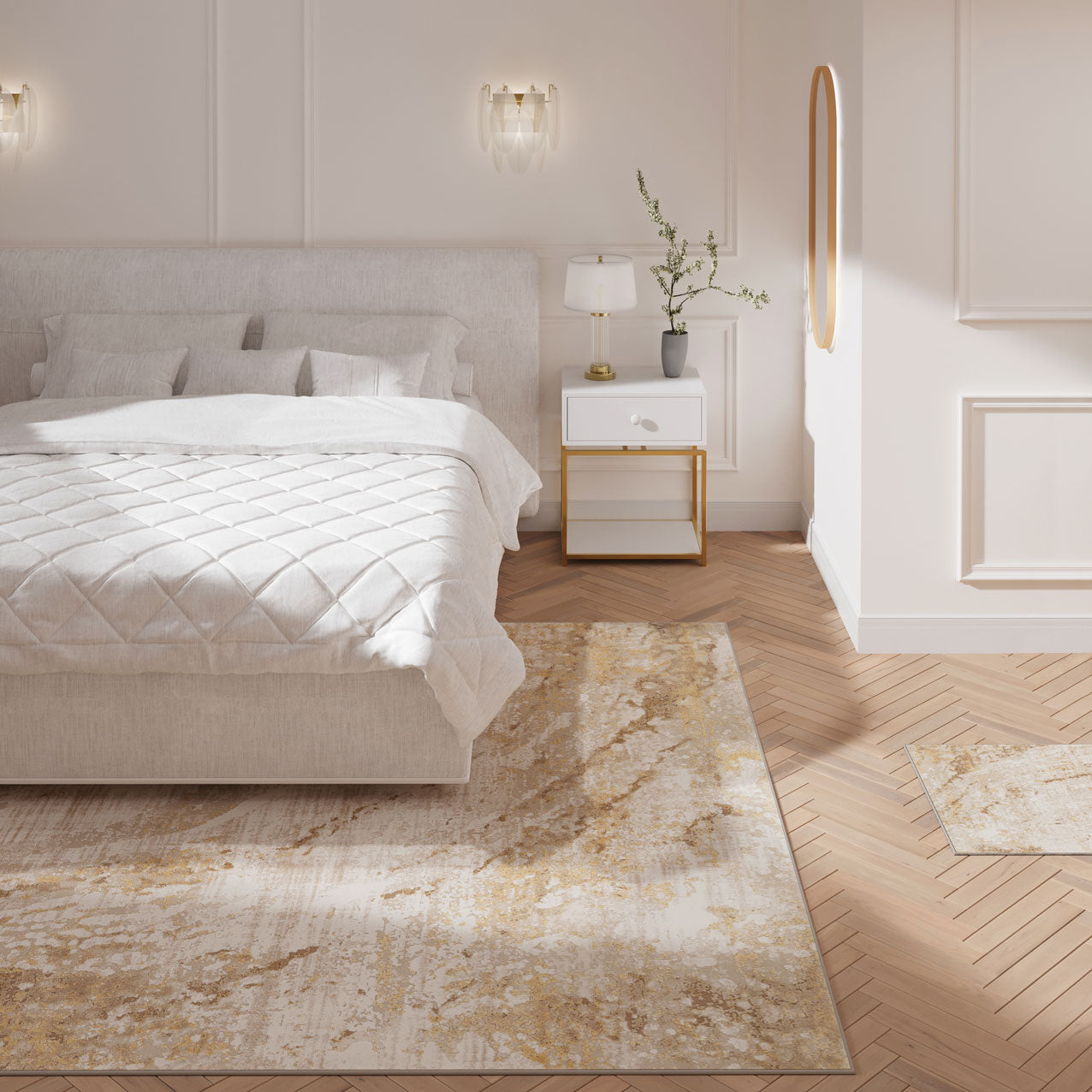 Natural Marble Beige Living Room Rug - Galaxy