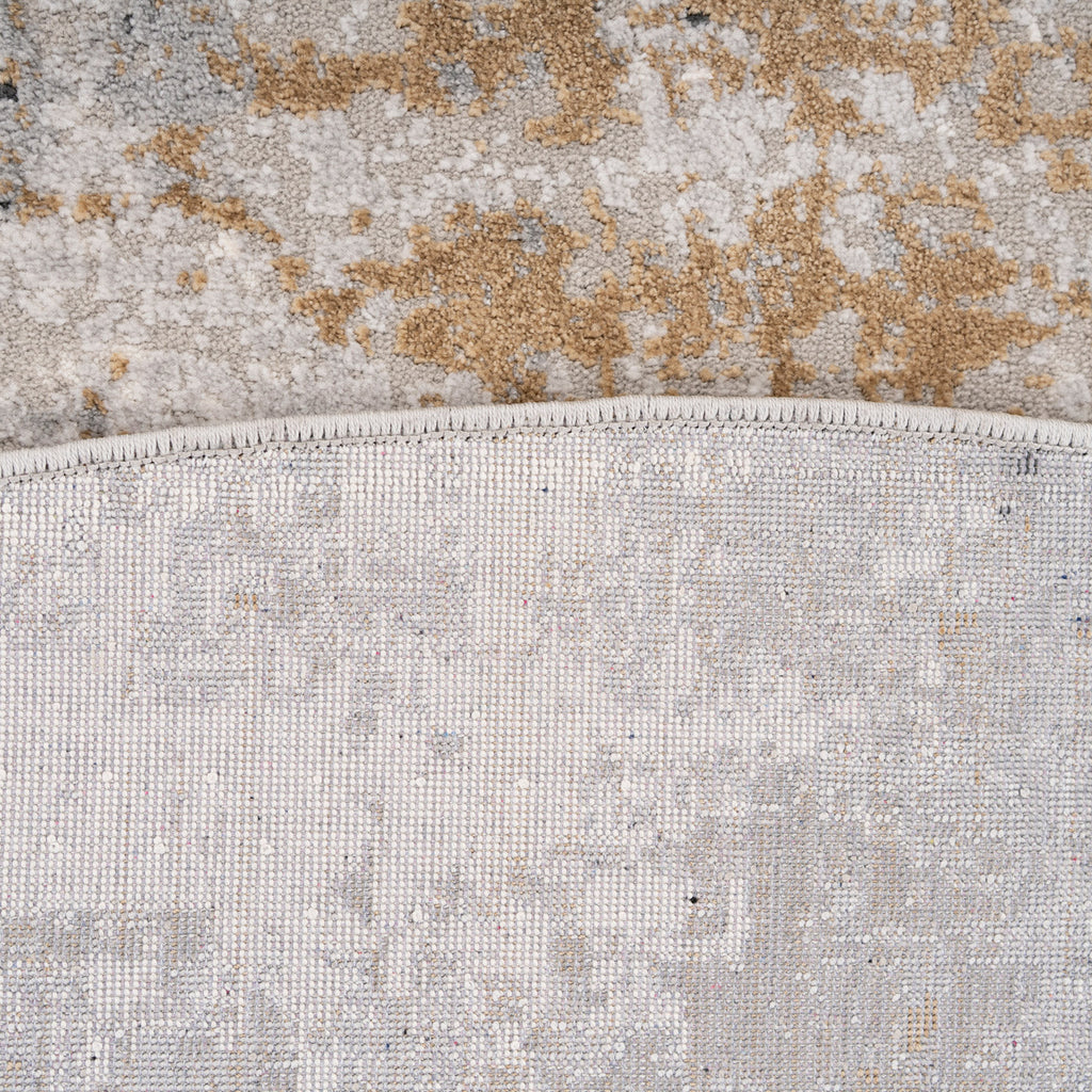 Soft Grey Gold Abstract Circle Rug - Moonshine