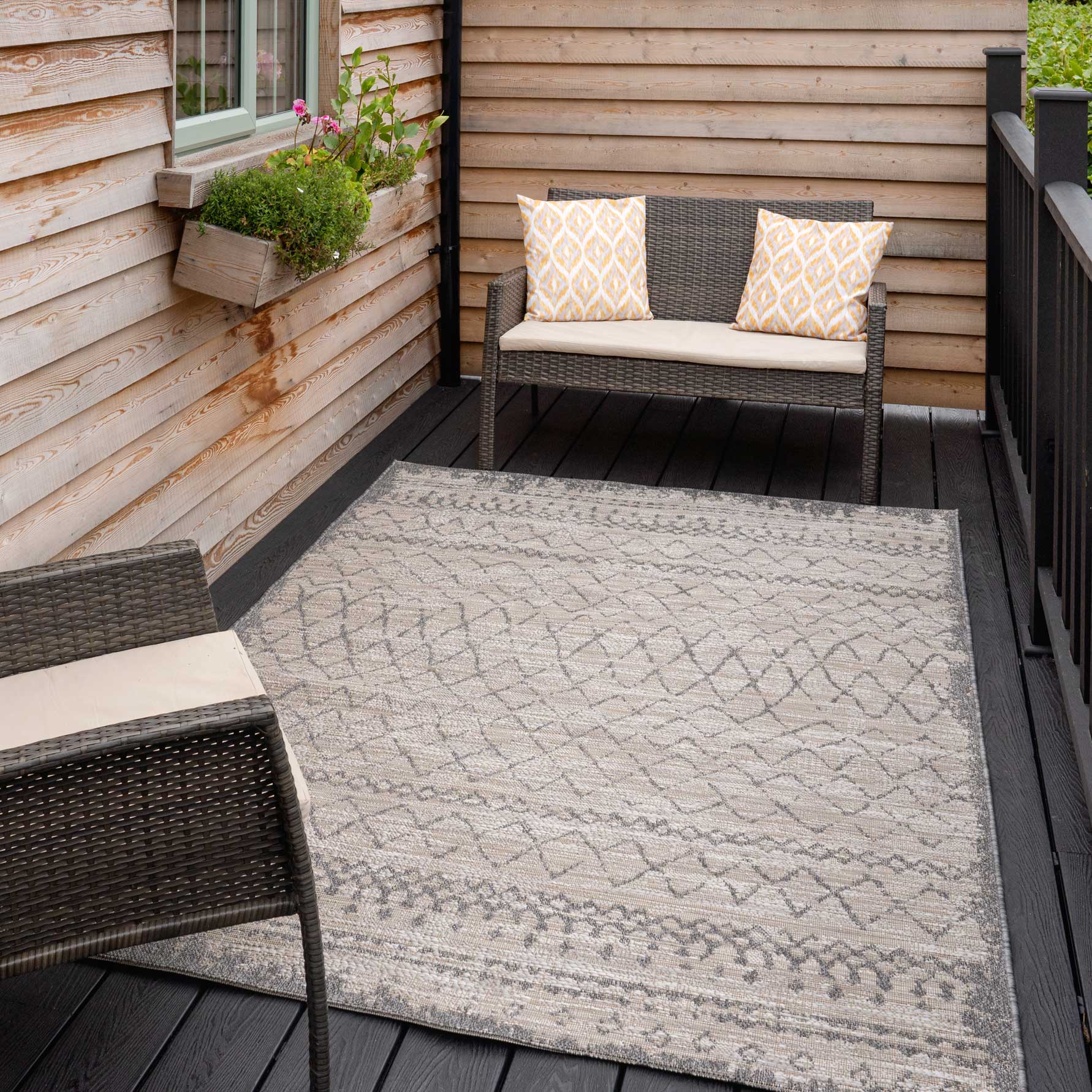 Beige Scandi Textured Flatweave Indoor Outdoor Area Rug - Marazza