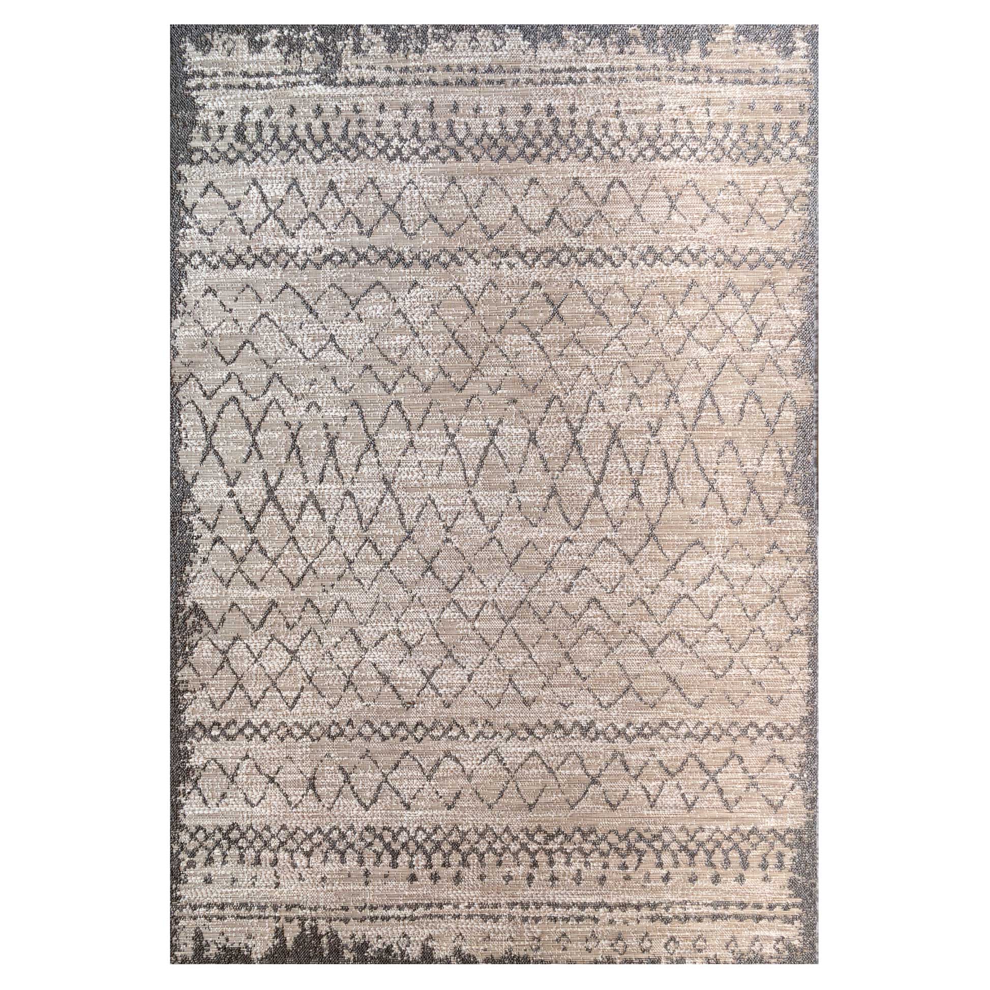 Beige Scandi Textured Flatweave Indoor Outdoor Area Rug - Marazza