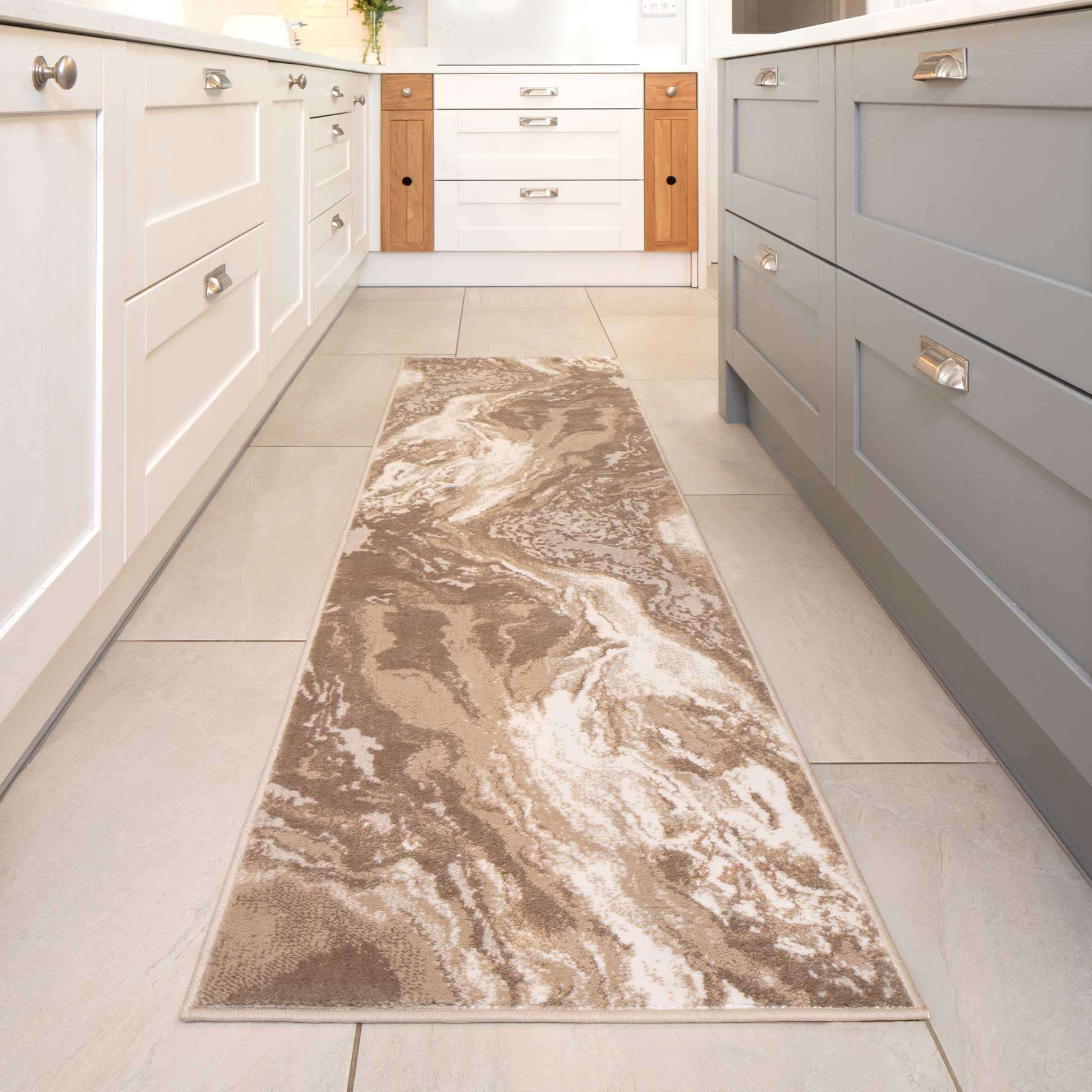 Modern Beige Textured Living Room Rug - Matki