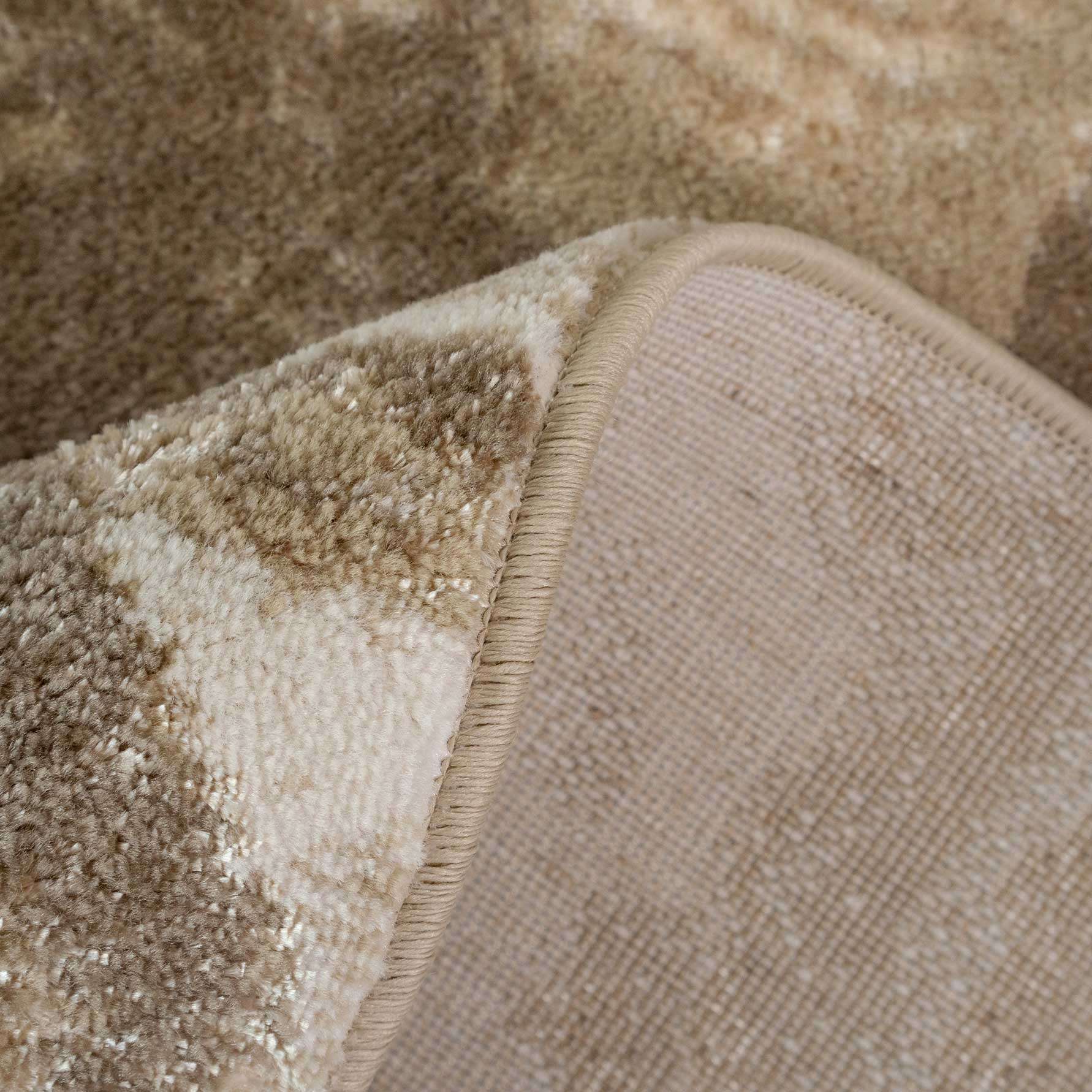 Modern Beige Textured Living Room Rug - Matki