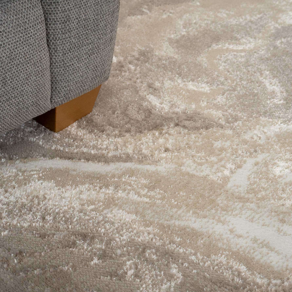 Modern Beige Textured Living Room Rug - Matki