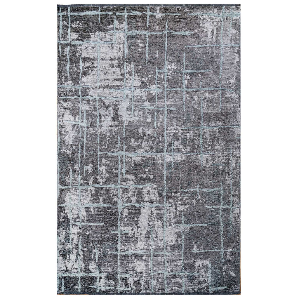 Reversible Distressed Dark Grey Area Rug - Maze
