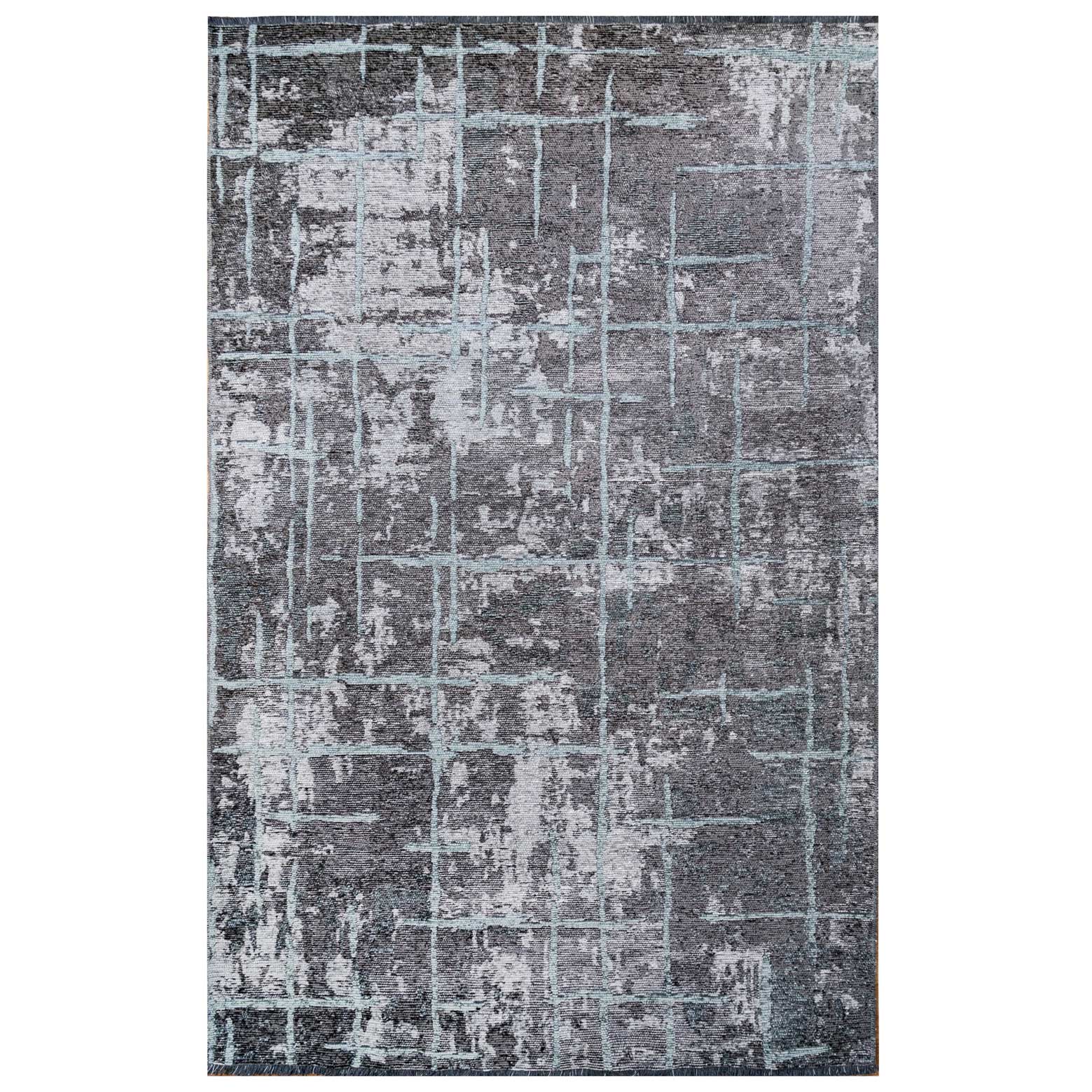 Reversible Distressed Dark Grey Area Rug - Maze