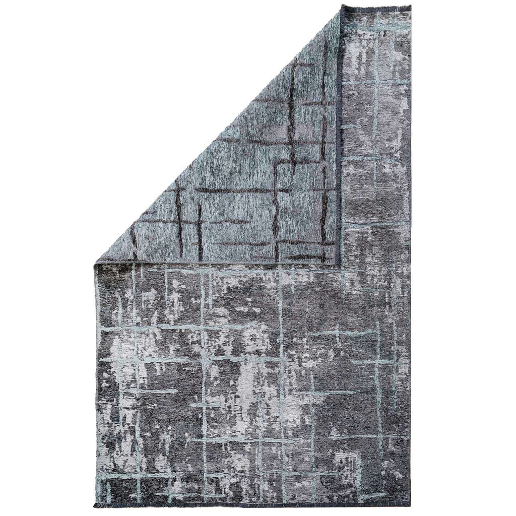 Reversible Distressed Dark Grey Area Rug - Maze
