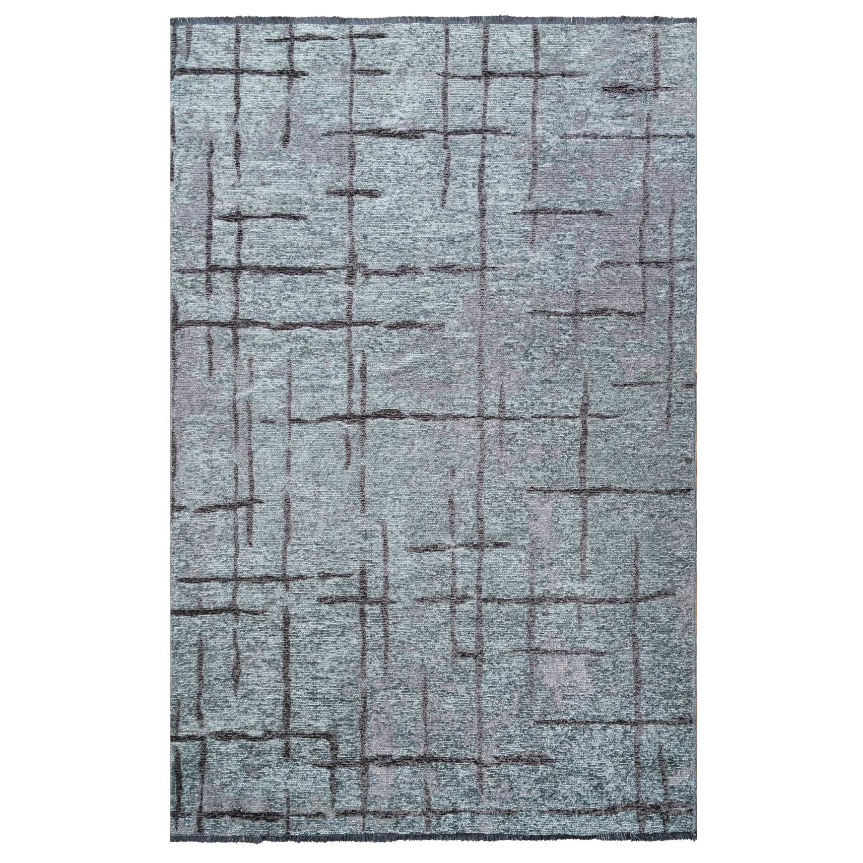 Reversible Distressed Light Blue Rug - Maze
