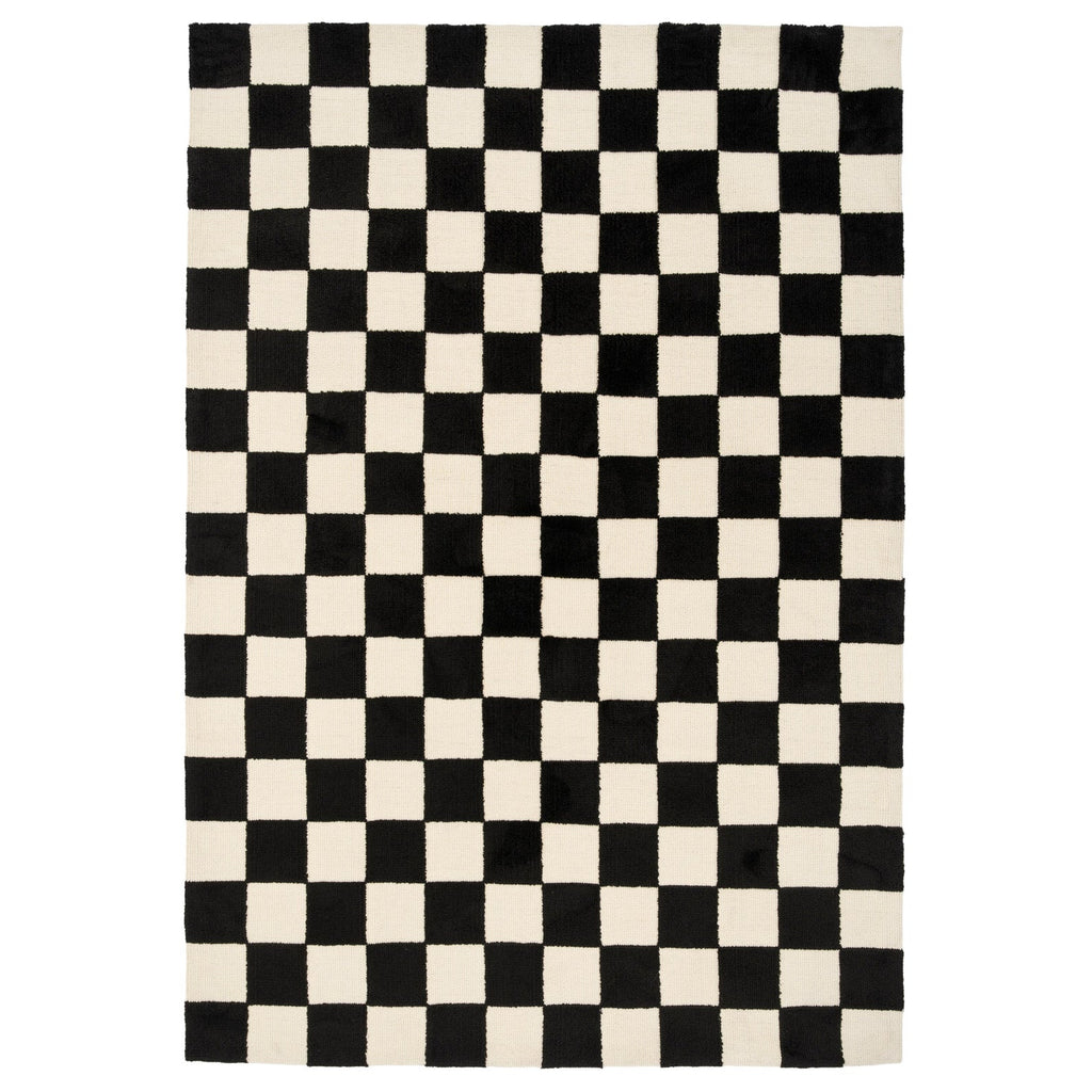 Black Retro Checkerboard Rug - Ebony