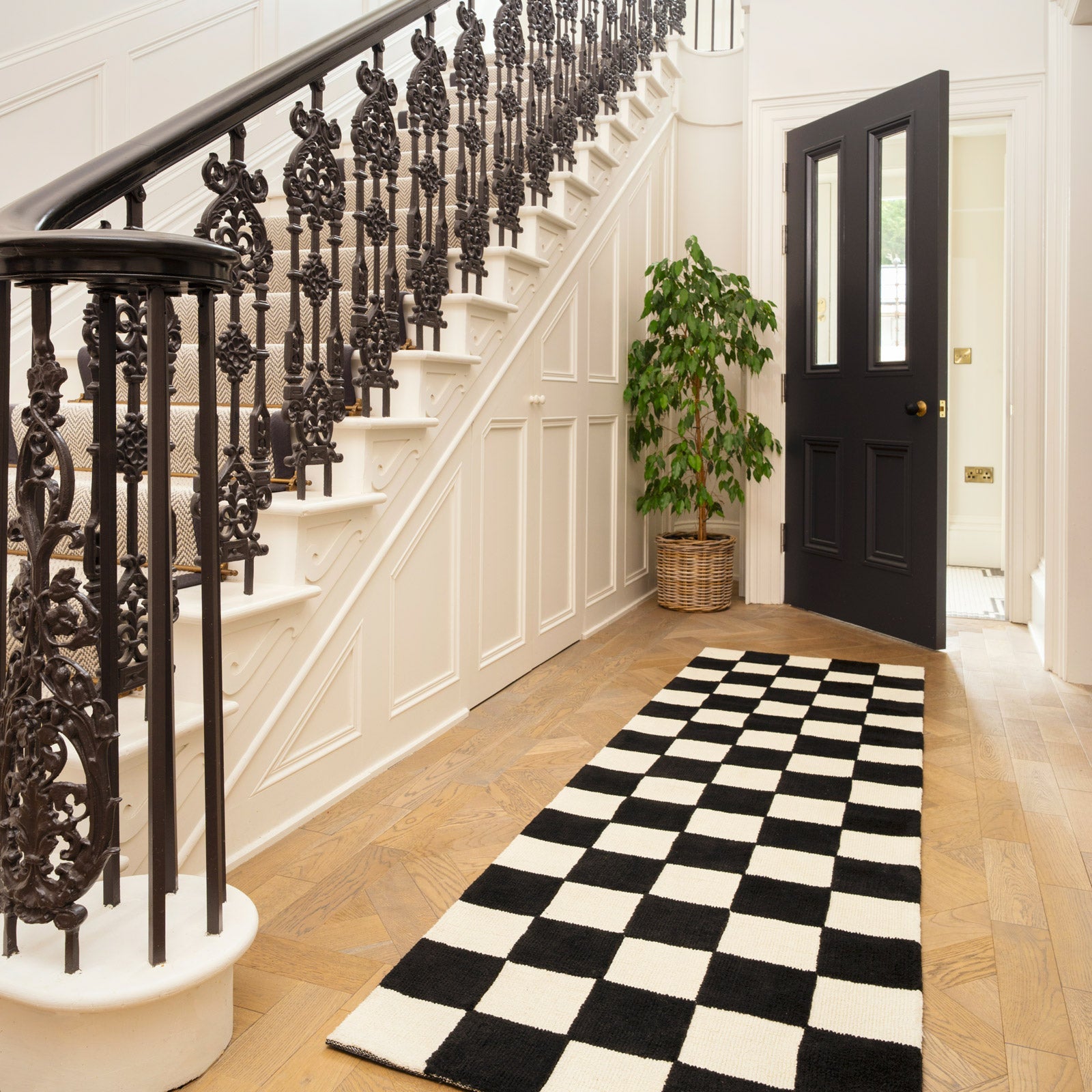 Black Checkerboard Runner - Ebony