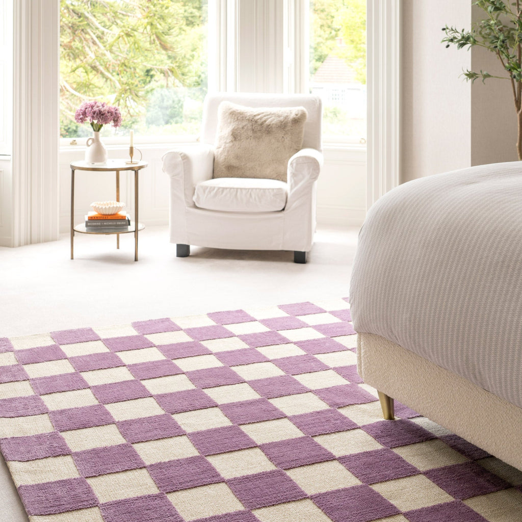 Purple Retro Checkerboard Rug - Violet