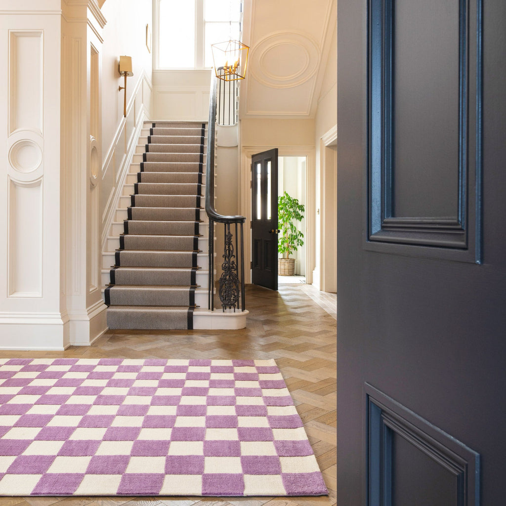 Purple Retro Checkerboard Rug - Violet