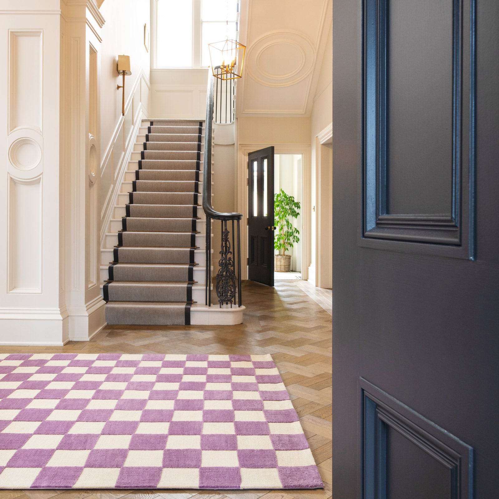 Purple Retro Checkerboard Rug - Violet