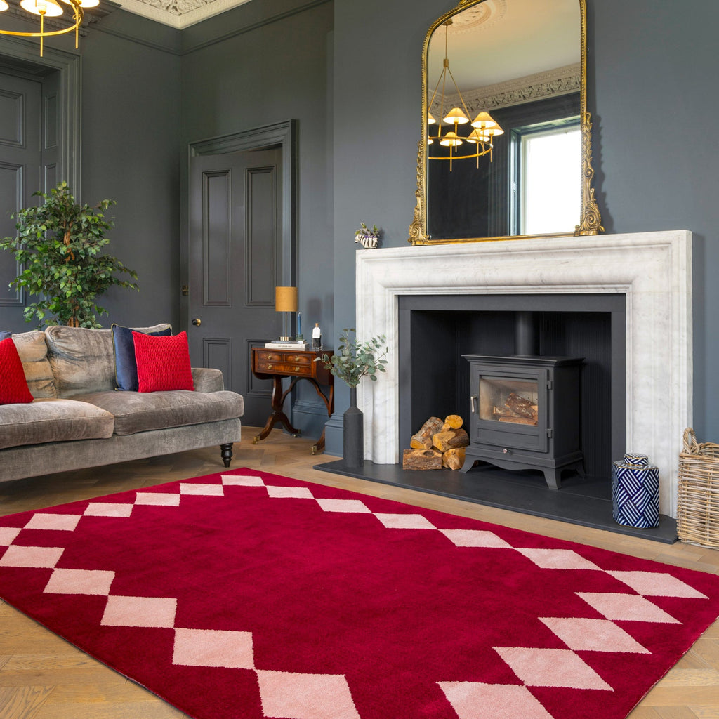 Burgundy Harlequin Rug - Zara