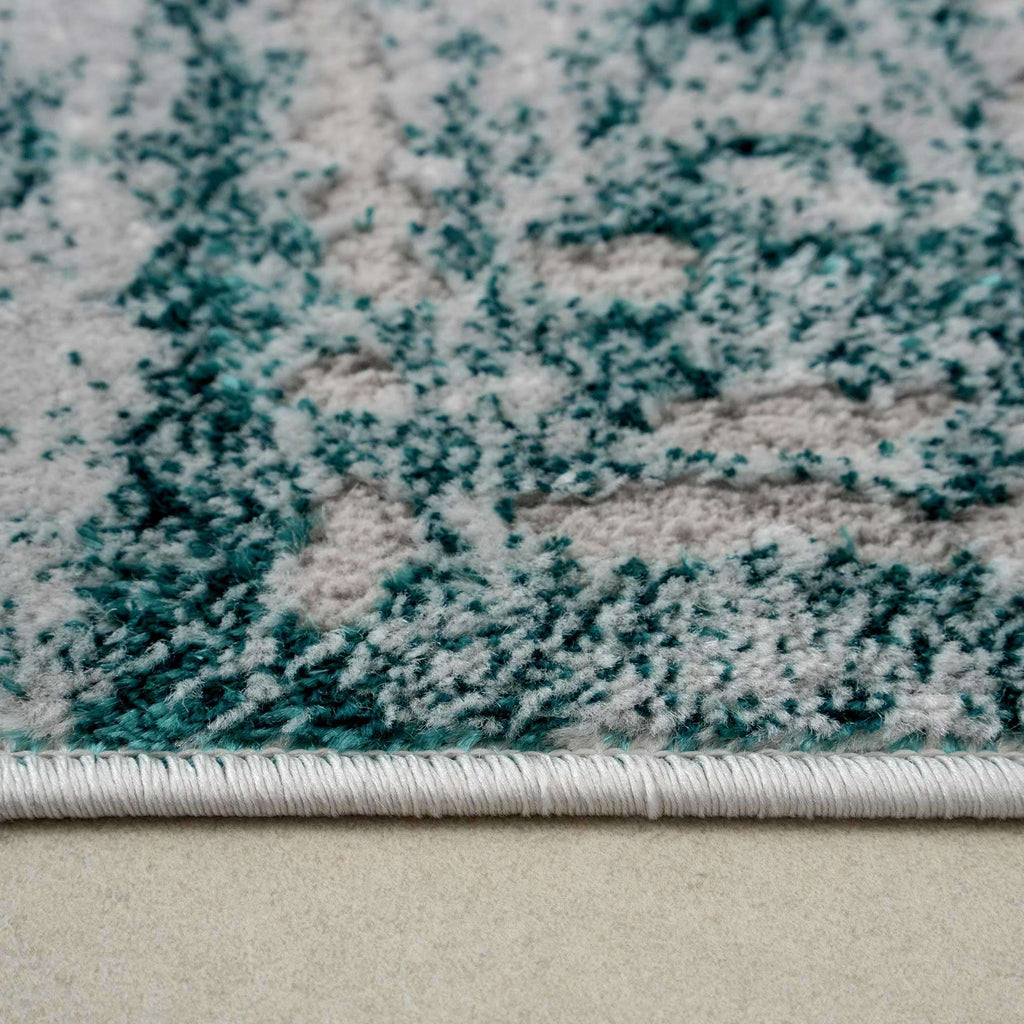 Modern Teal Green Textured Living Room Rug