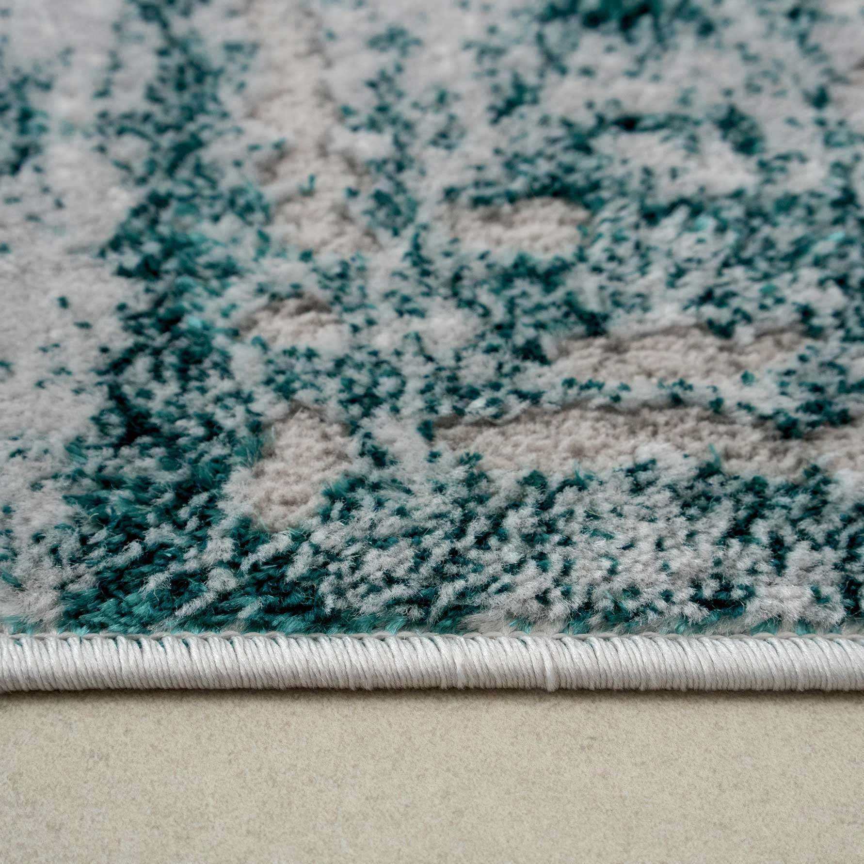 Modern Teal Green Textured Living Room Rug