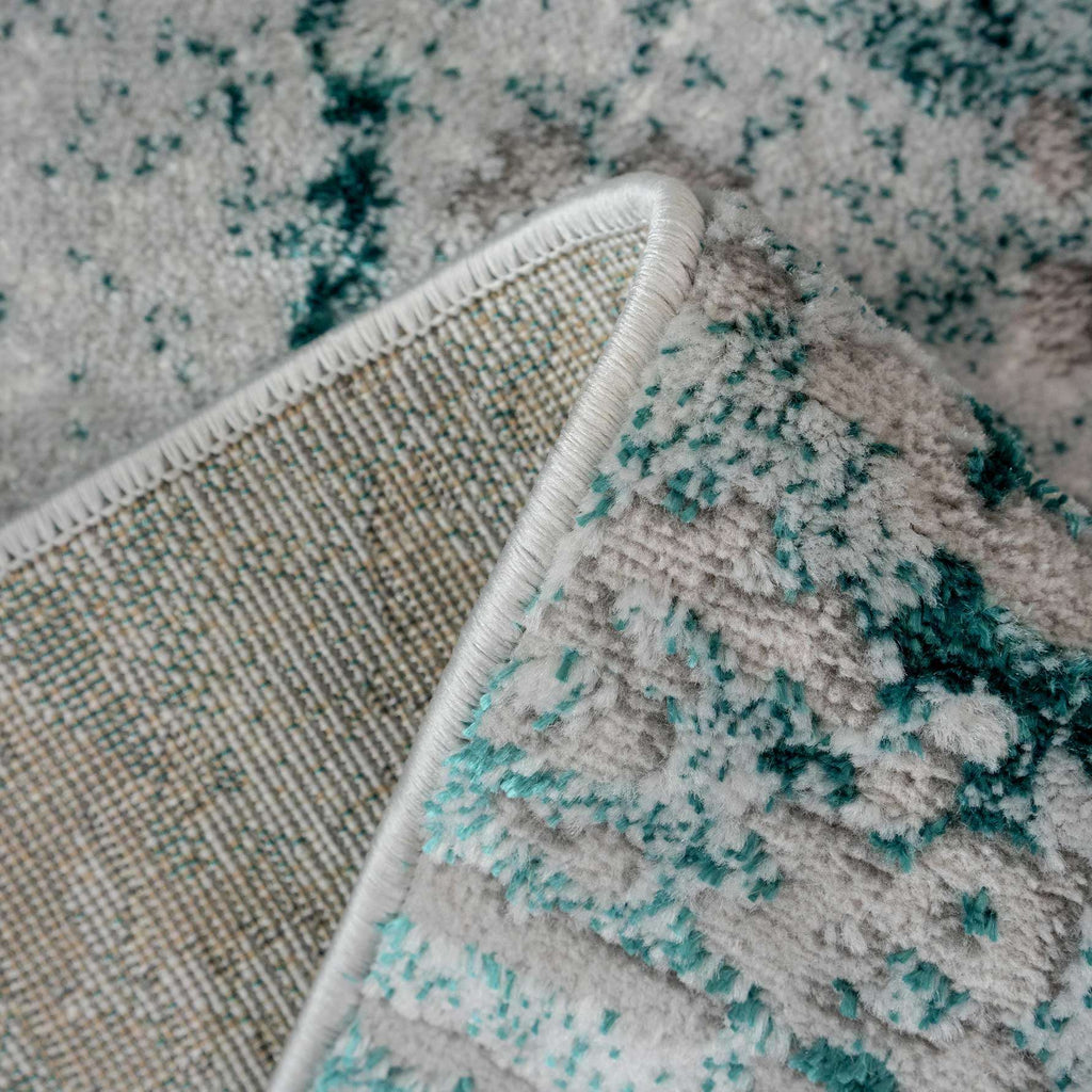 Modern Teal Green Textured Living Room Rug