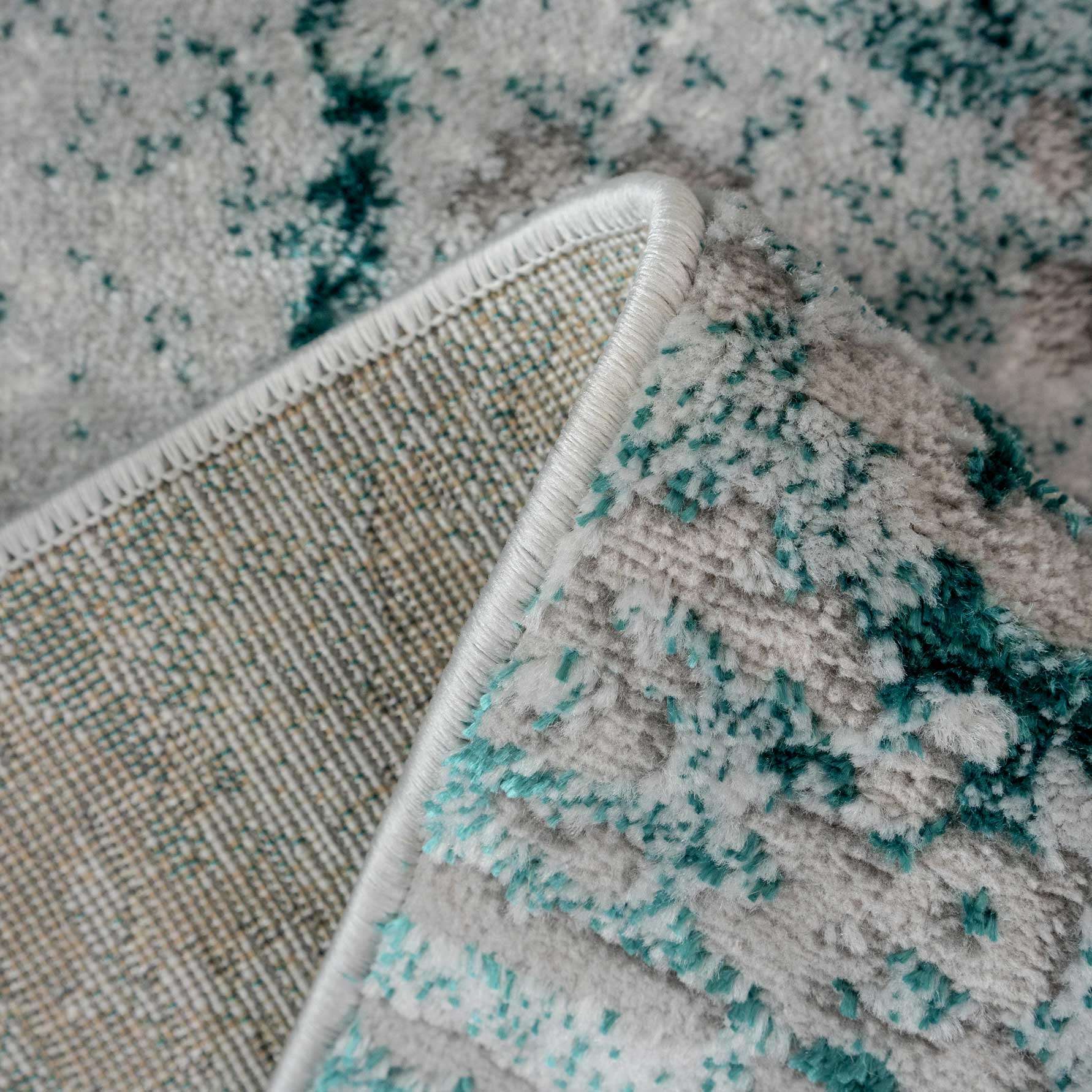 Modern Teal Green Textured Living Room Rug