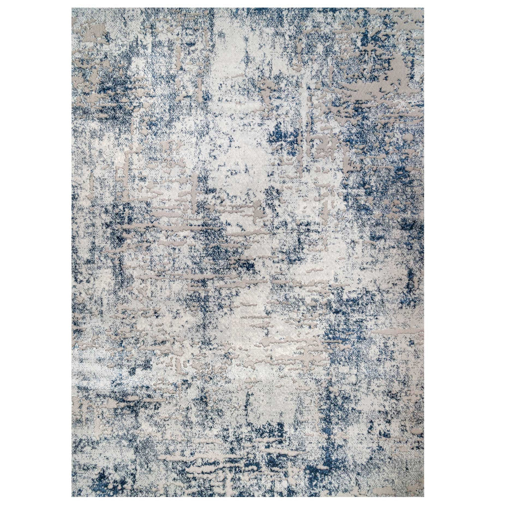 Modern Navy Textured Living Room Rug - Med