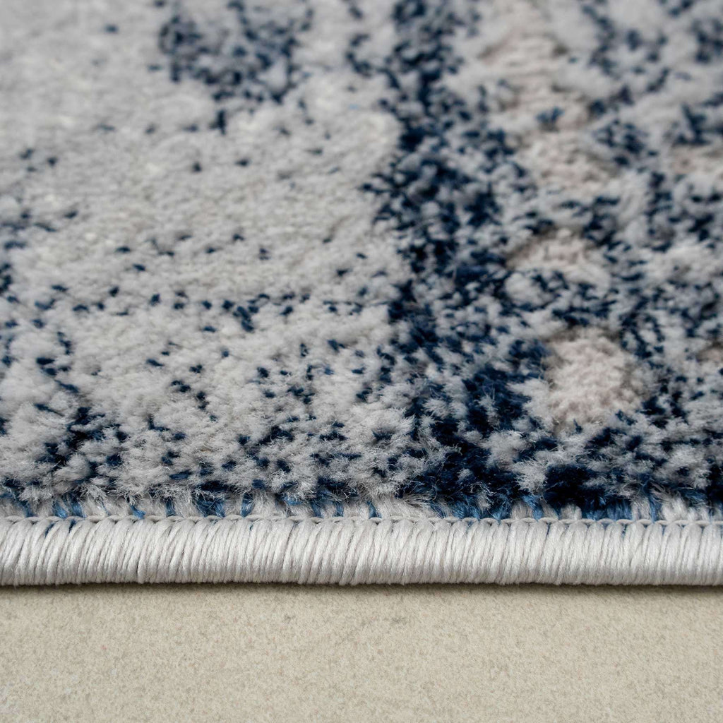 Modern Navy Textured Living Room Rug - Med