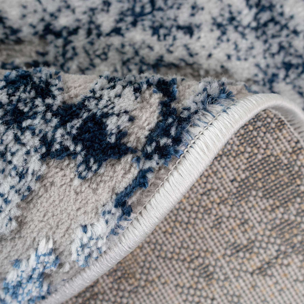Modern Navy Textured Living Room Rug - Med