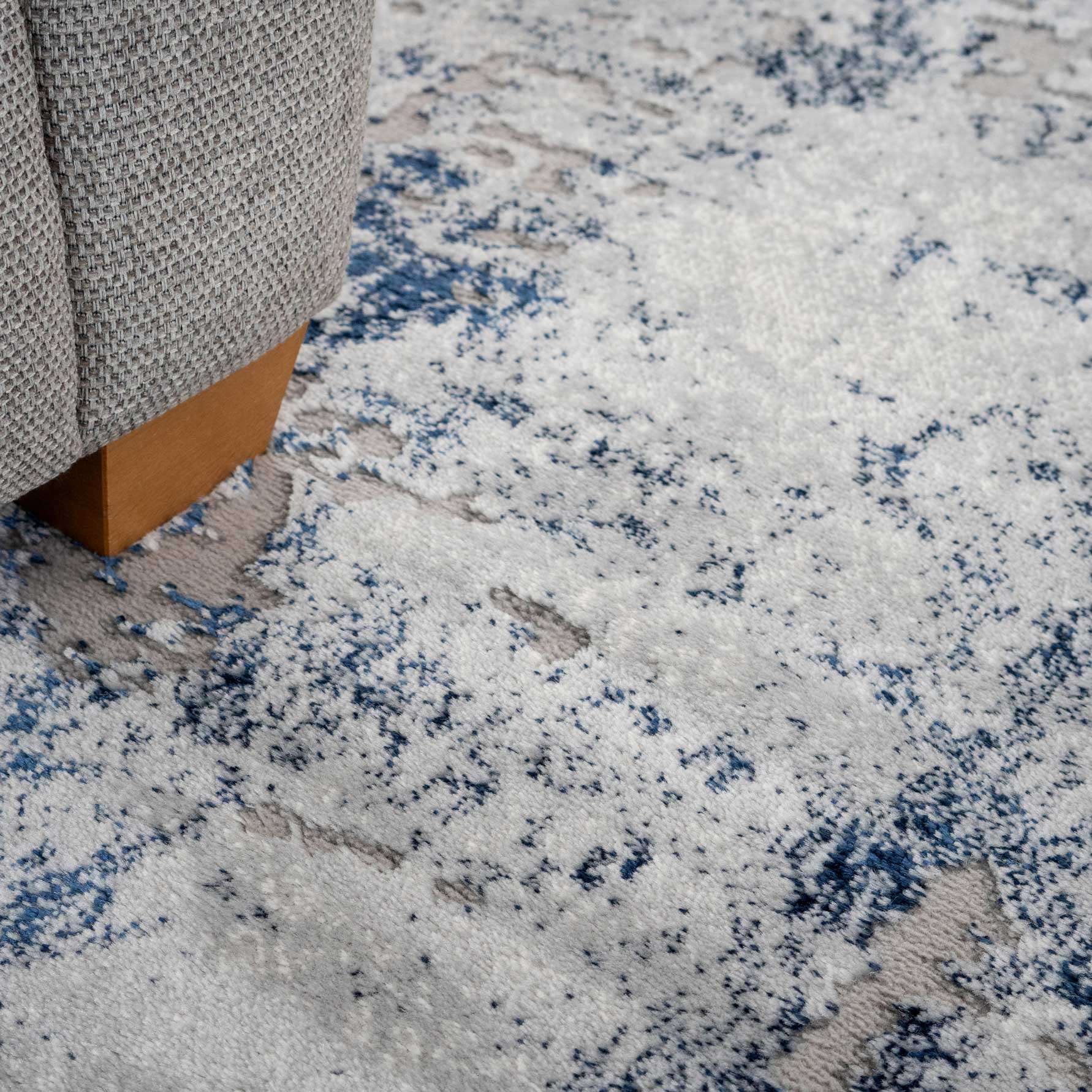 Modern Navy Textured Runner Rug
