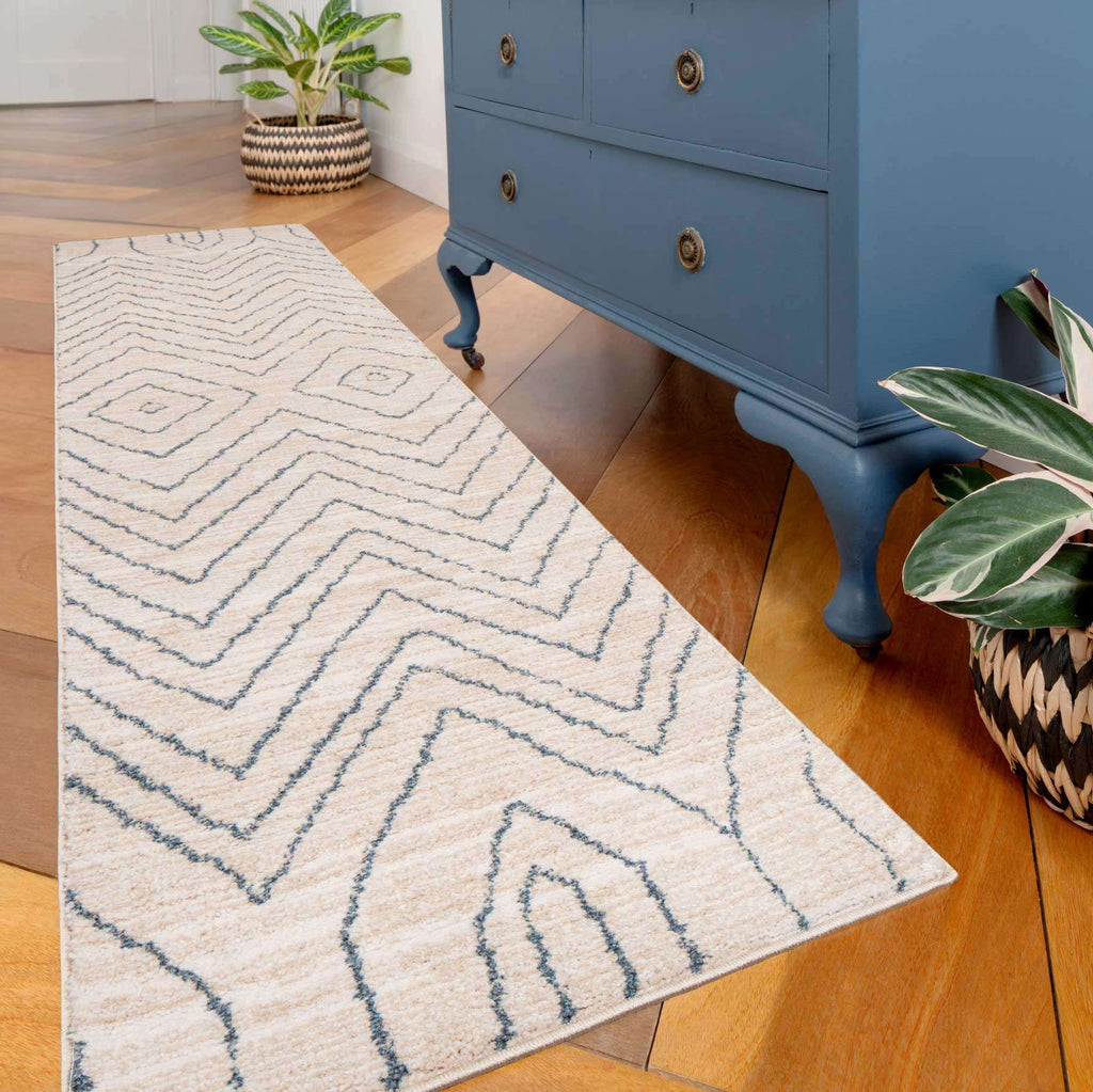 Cosy Soft Chevron Beige Moroccan Berber Runner Rug