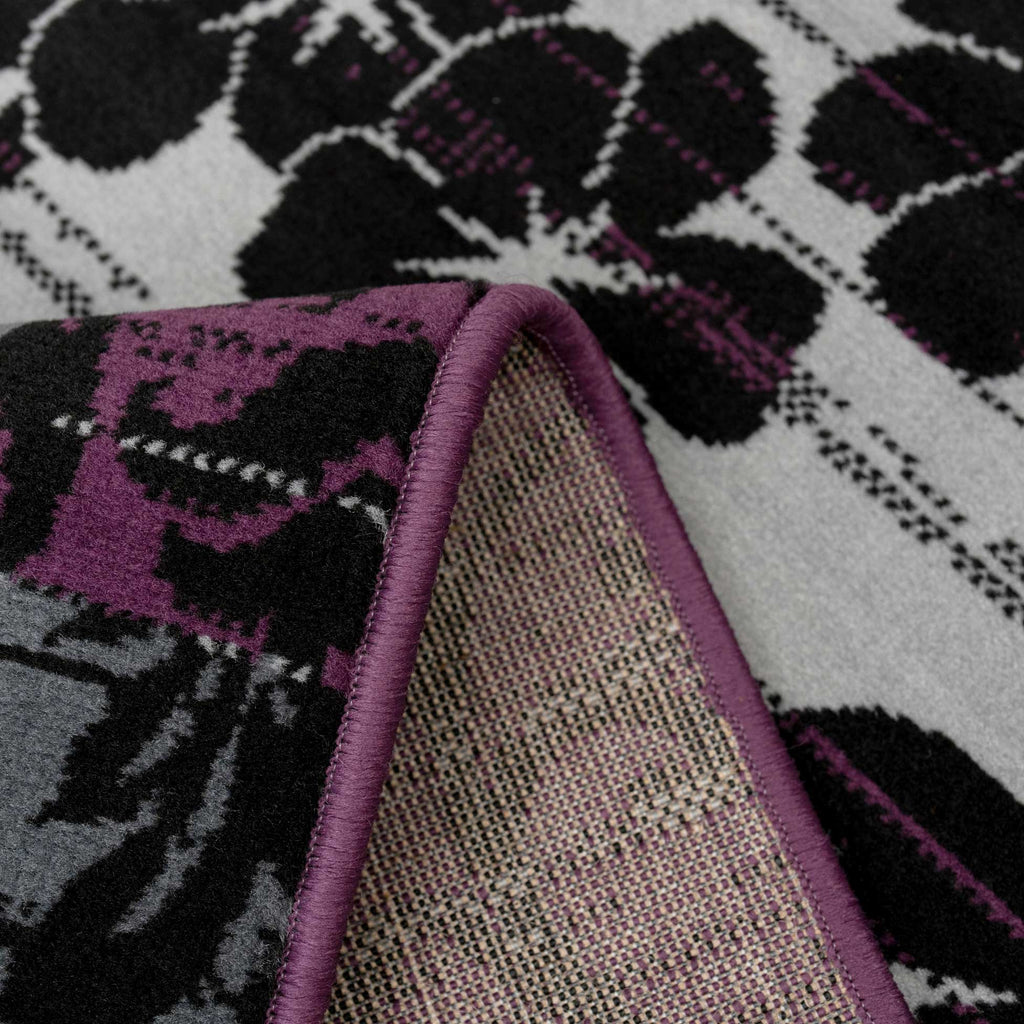 Purple Grey Modern Patchwork Bedroom Rugs