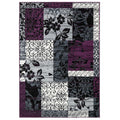 Purple Grey Modern Patchwork Bedroom Rugs