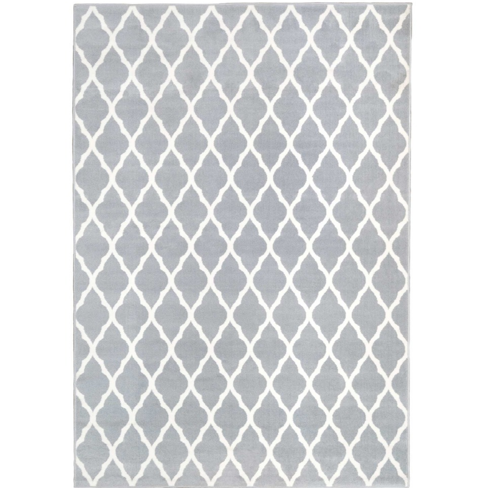 Trellis Silver Grey Durable Rug - Milan