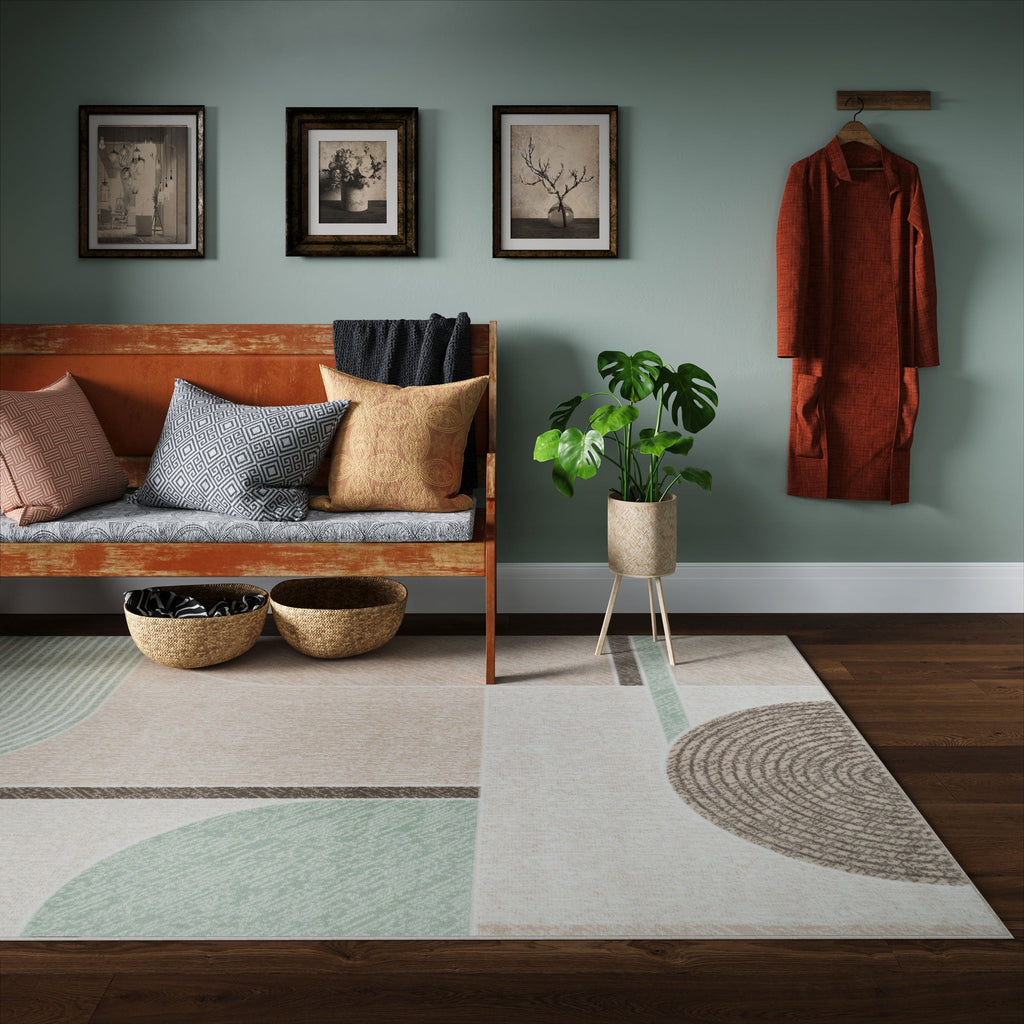 Art Geo Neutral Green Area Rug