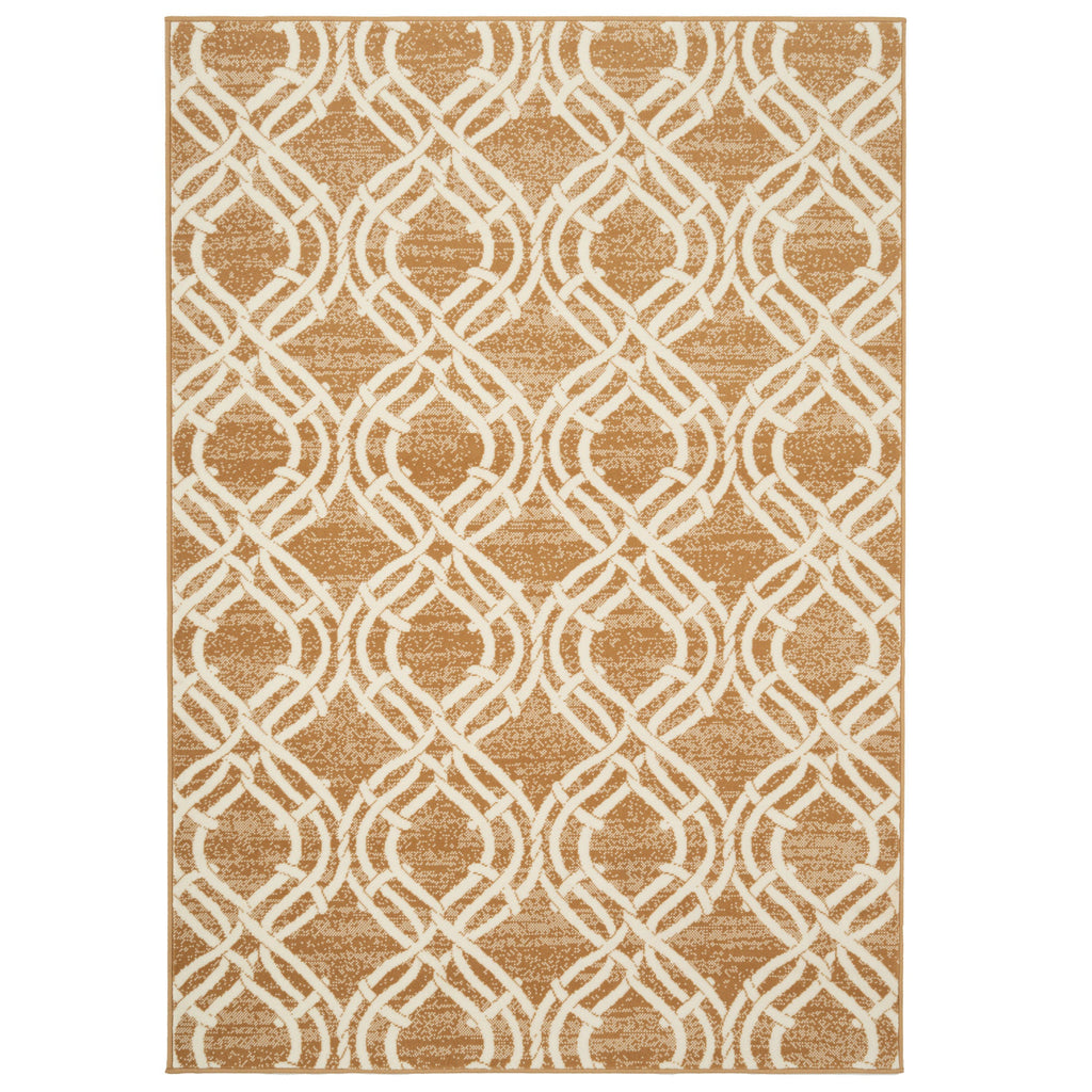 Beige Woven Trellis Living Room Rug