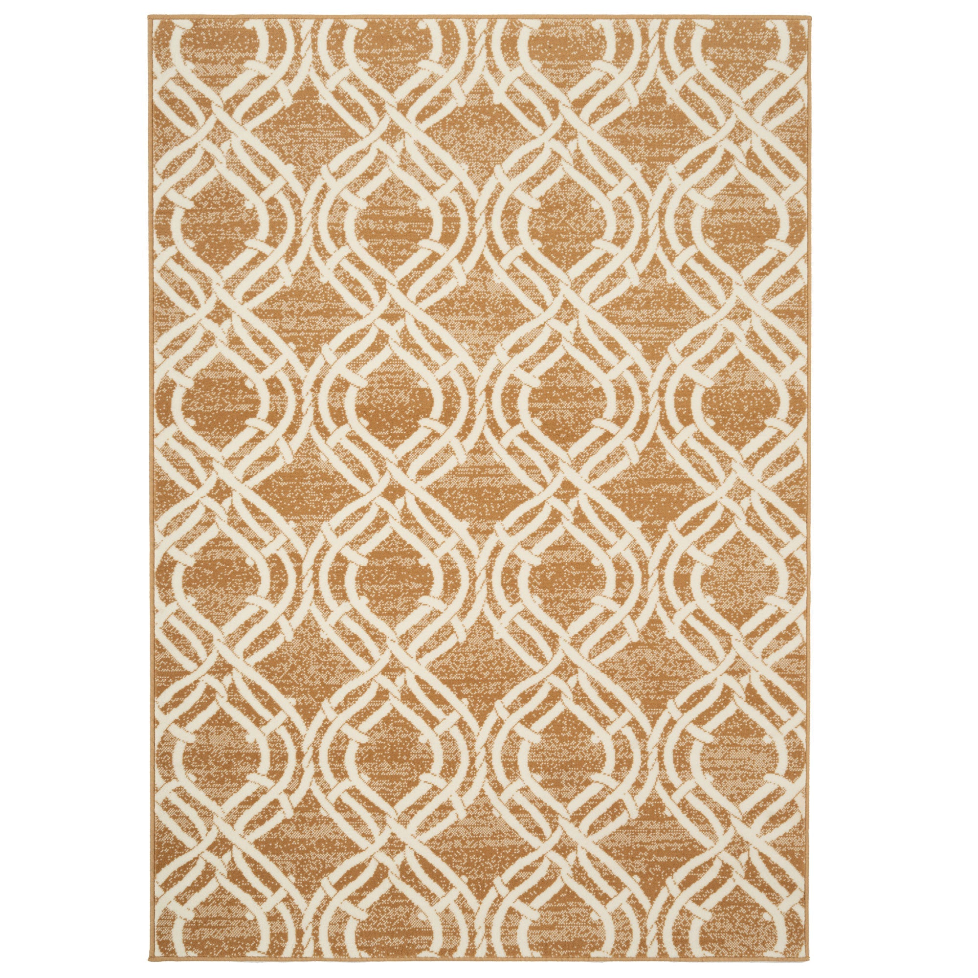 Beige Woven Trellis Living Room Rug