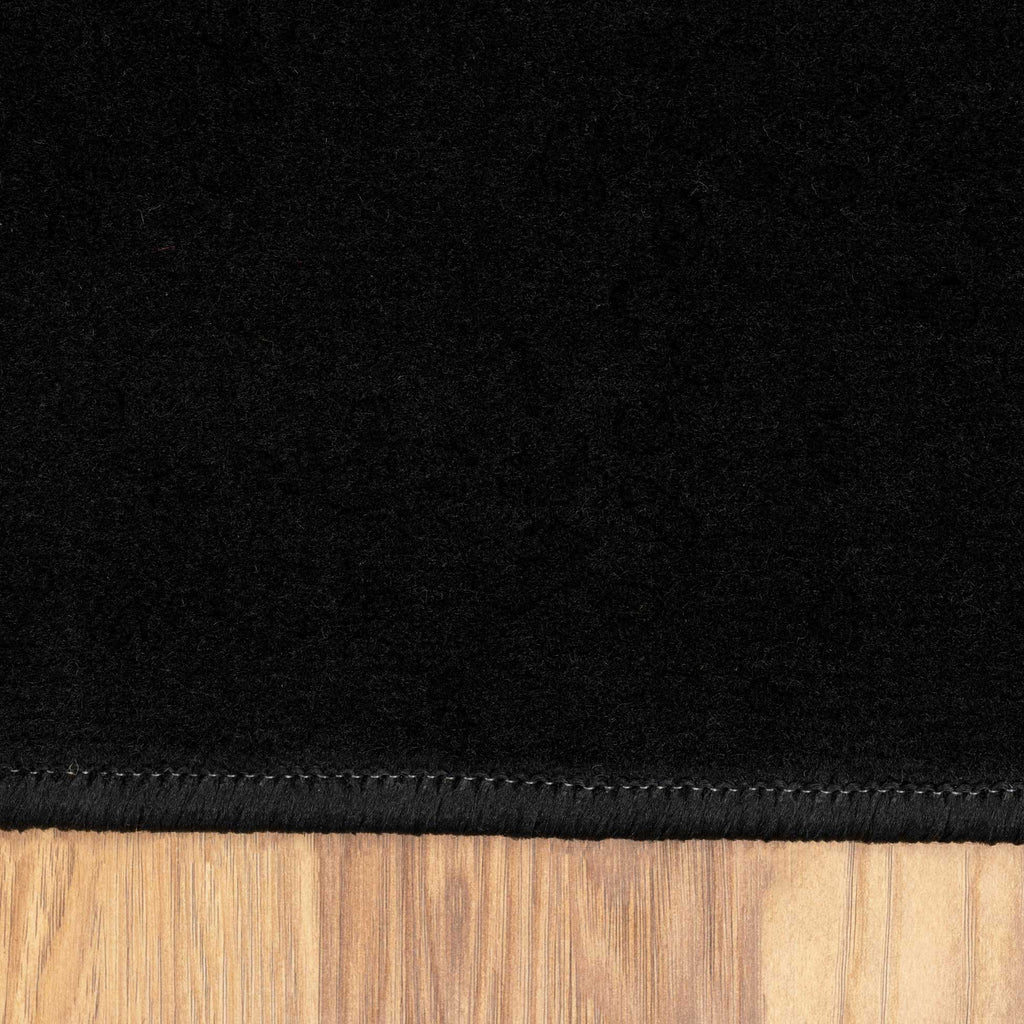 Geometric Bordered Black and Grey Rug