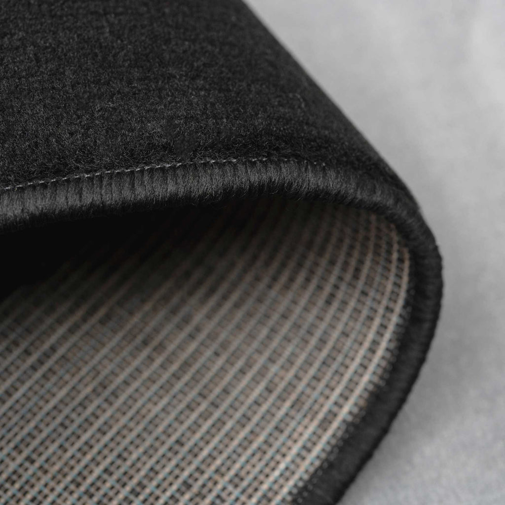 Geometric Bordered Black and Grey Rug