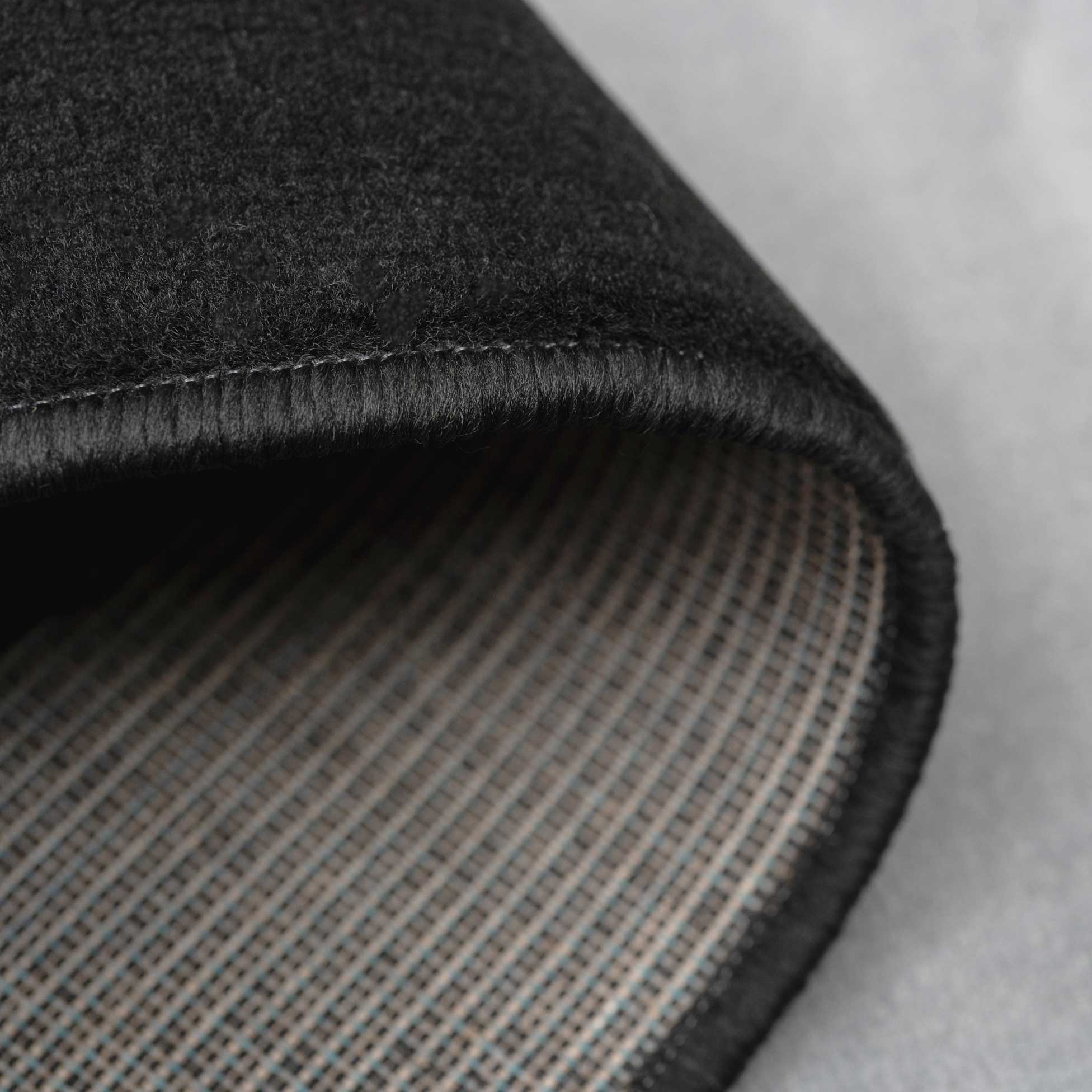 Geometric Bordered Black and Grey Rug