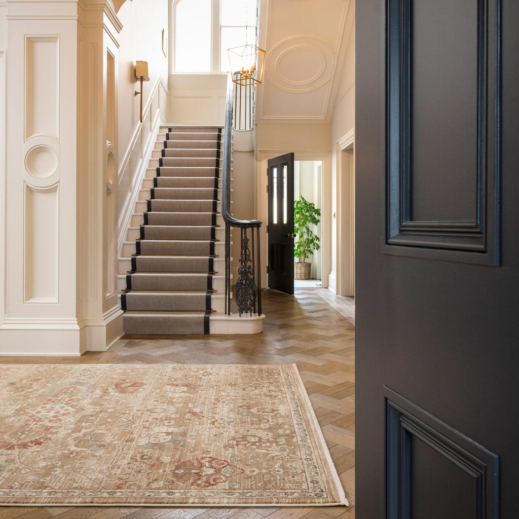 Rustic Floral Terracotta Rug - Dahlia