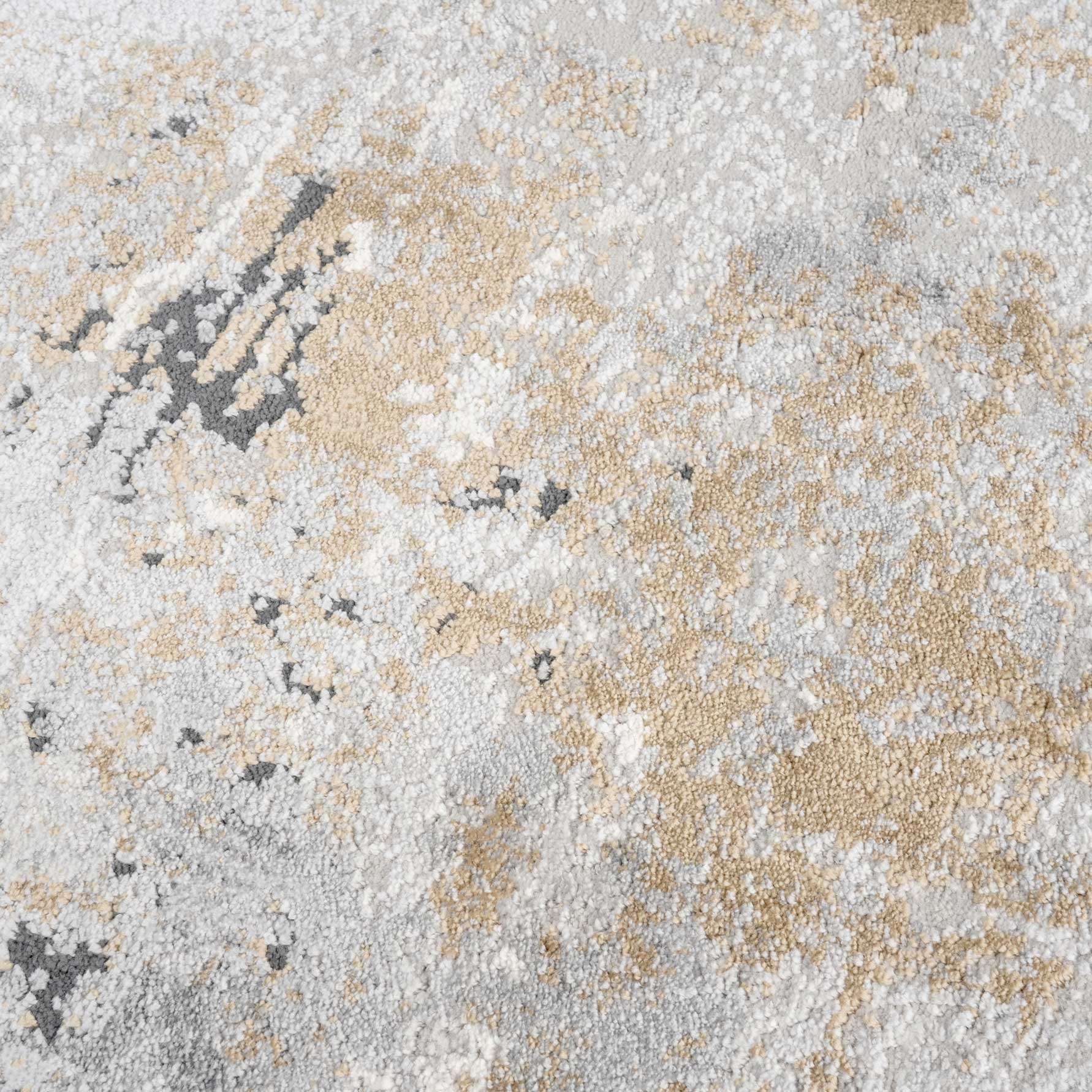 Soft Grey Gold Abstract Circle Rug - Moonshine