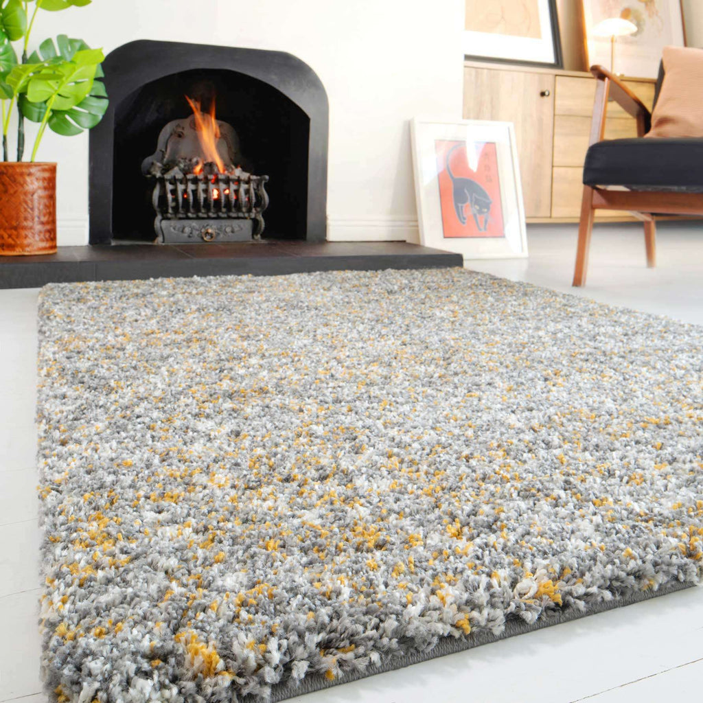 Ochre Luxurious Shaggy Living Room Rug