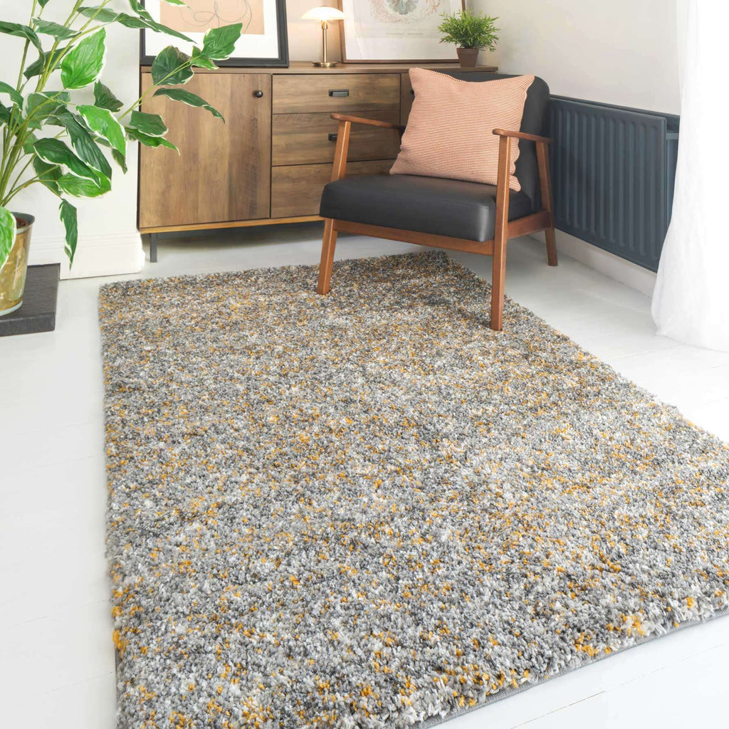 Ochre Luxurious Shaggy Living Room Rug
