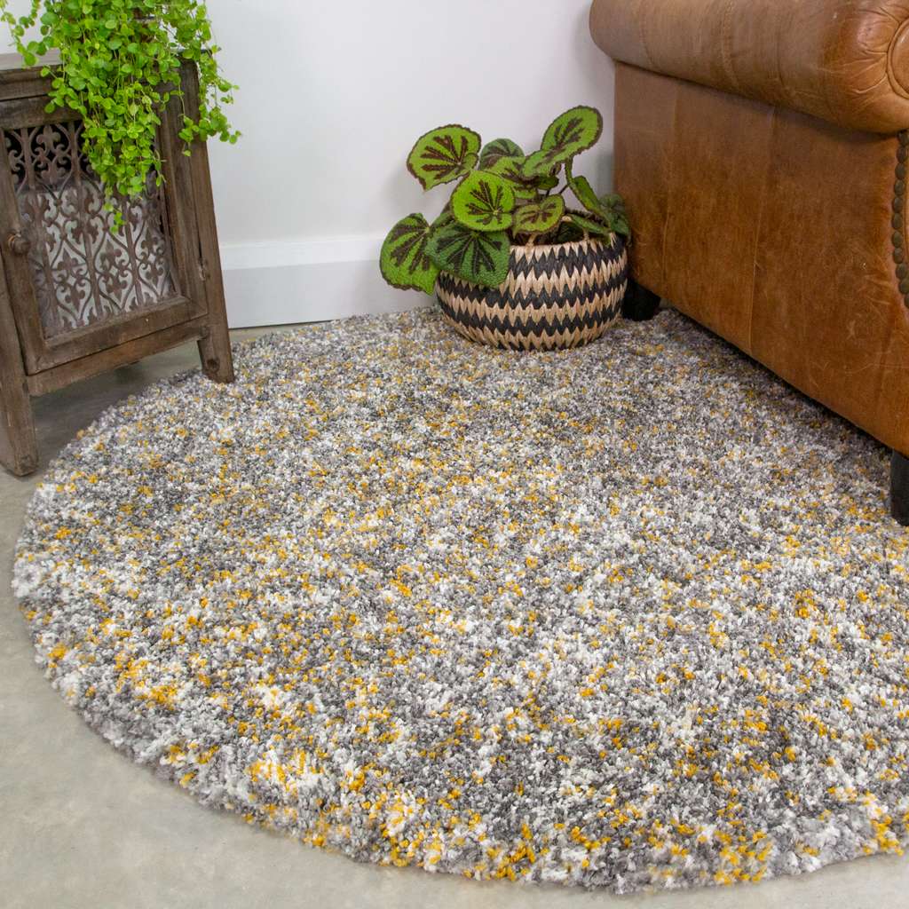 Ochre Luxurious Shaggy Living Room Rug