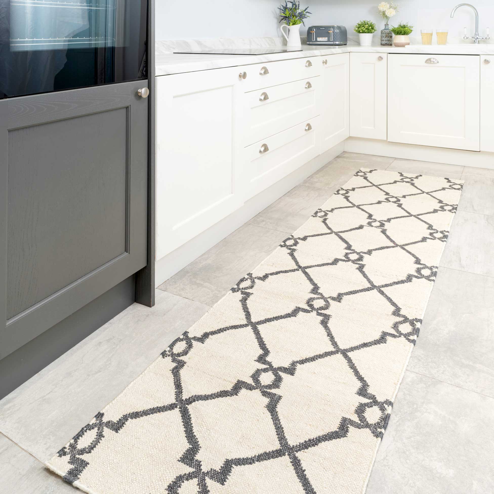 Cream Trellis Natural Jute Area Rug - Trellis